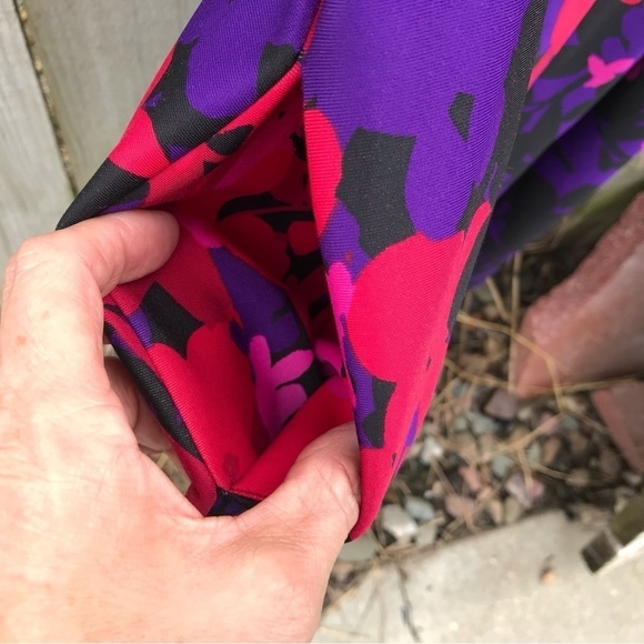 Gabby Skye Purple and Pink Floral 3/4 Sleeve Fit and Flare Dress - Picture 2 of 9